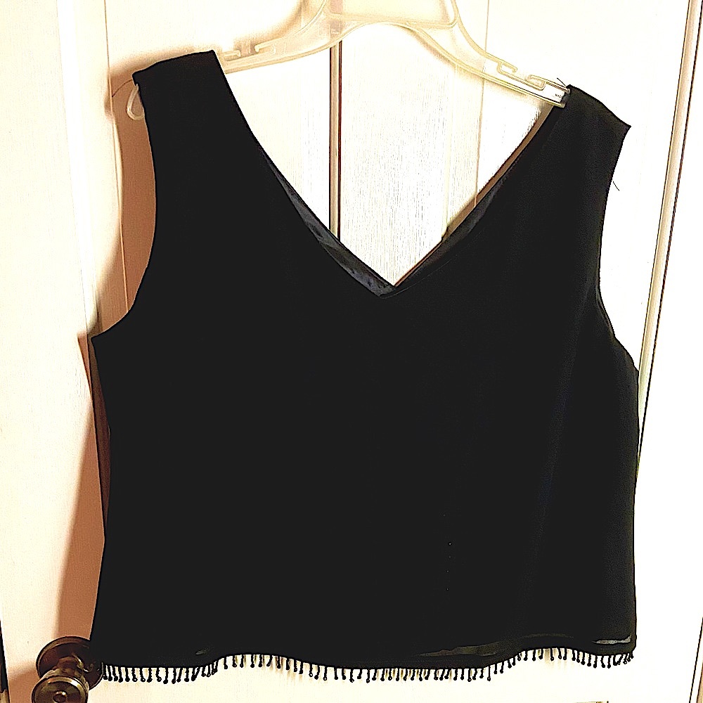 ANOTHER THYME 3 Piece Set Sheer~Jacket Beaded~Shell Wide-Leg Pants~Sheer Overlay - Picture 3 of 10